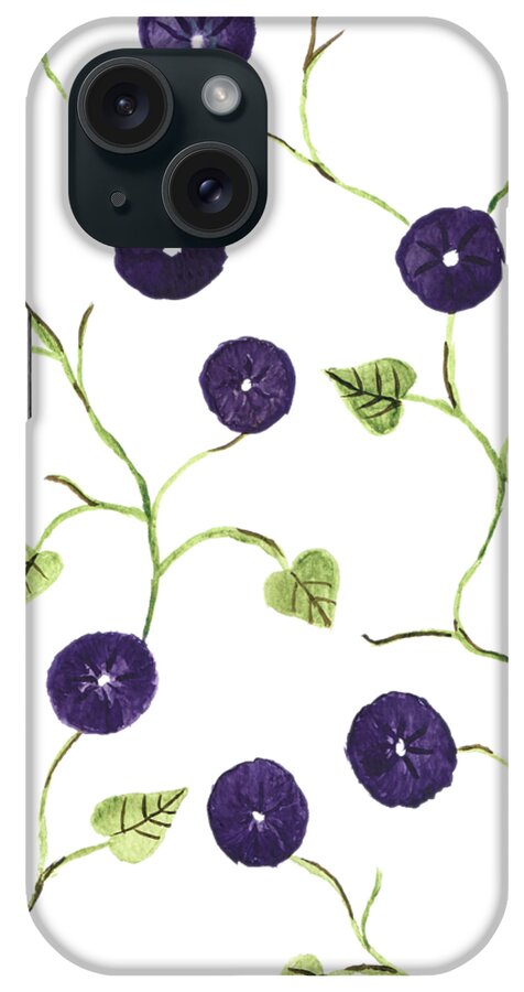 Morning Glory iPhone Case featuring the painting Purple Morning Glory by Sarah Warman