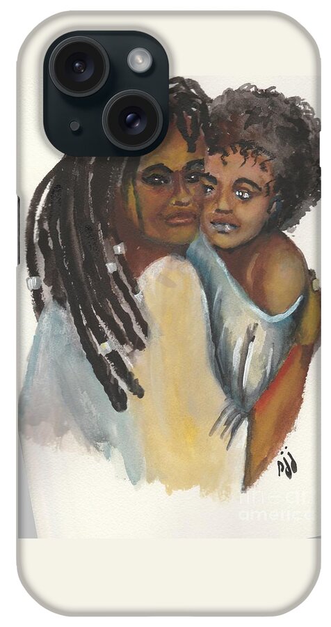 African-american iPhone Case featuring the painting Queen Love by Saundra Johnson