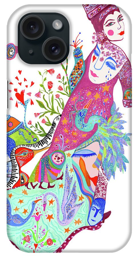 Queens Robe iPhone Case featuring the mixed media Queens Robe by Kwerki Studios
