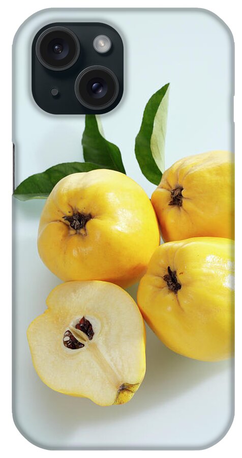 Shadow iPhone Case featuring the photograph Quinces On White Background by Westend61