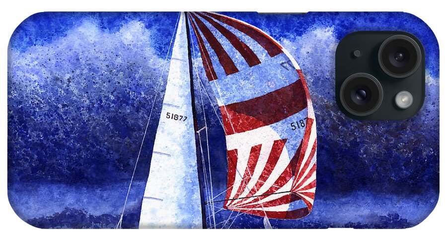 Sailing iPhone Case featuring the painting Racing the Storm by Douglas Castleman