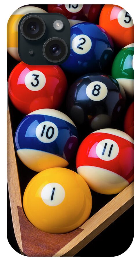 Pool Balls iPhone Case featuring the photograph Racked Billiard Balls by Garry Gay