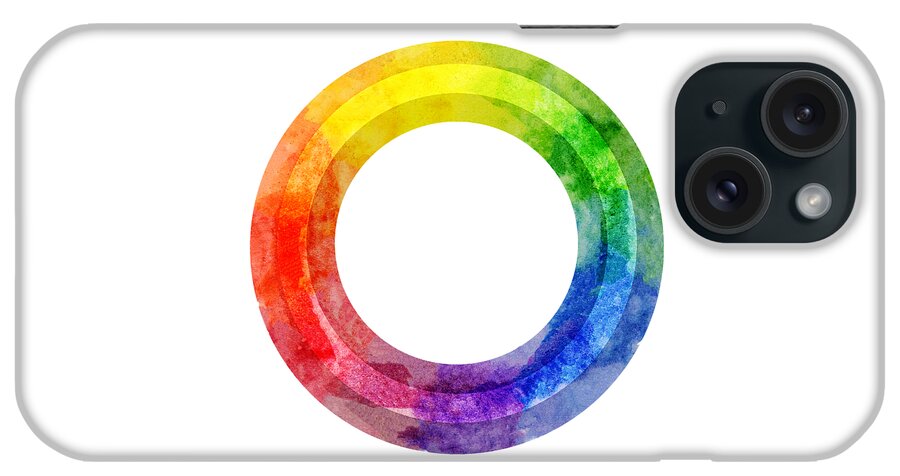 Colorful iPhone Case featuring the painting Rainbow Color Wheel by Lauren Heller