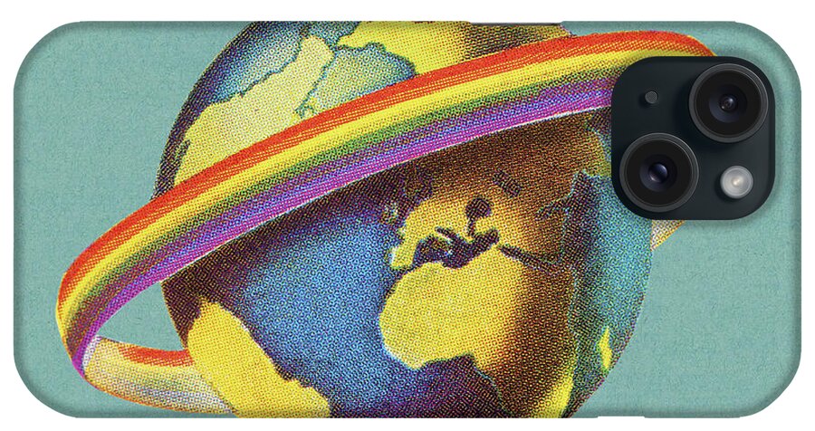 Campy iPhone Case featuring the drawing Rainbow Encircled Earth by CSA Images