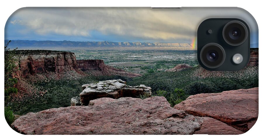 Colorado National Monument iPhone Case featuring the photograph Rainbow over Book Cliffs from Grand View Point by Ray Mathis