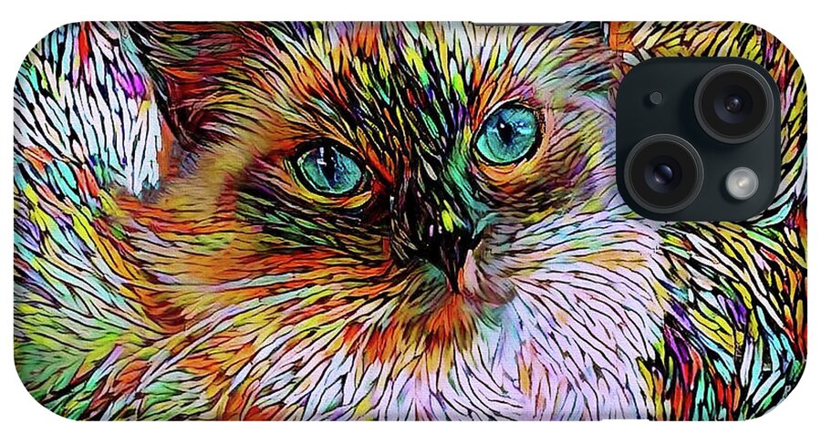 Ragdoll Cat iPhone Case featuring the digital art Rainbow Ragdoll Cat by Peggy Collins