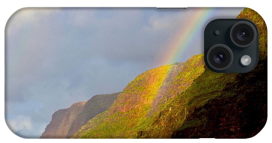 Rainbow iPhone Case featuring the photograph Rainbow's End at Polihale Beach by Debra Banks