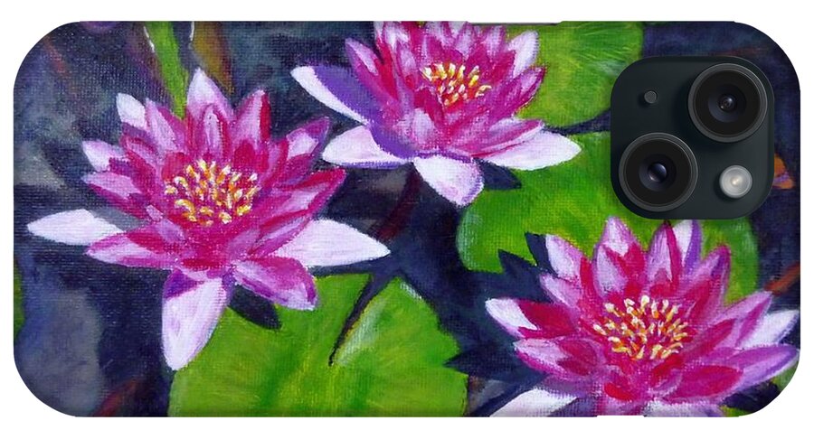 Water Lilies iPhone Case featuring the painting Rancho Waterlilies by Amelie Simmons