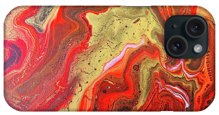 Abstract iPhone Case featuring the painting Red and Gold by Steve DaPonte