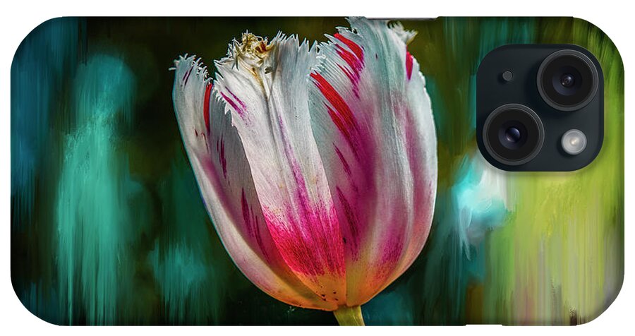 Red And White Tulip iPhone Case featuring the mixed media Red and White tulip #i8 by Leif Sohlman