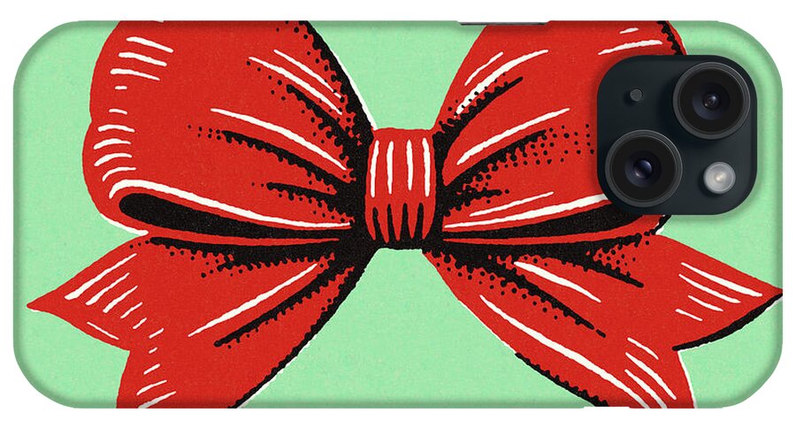 Bow iPhone Case featuring the drawing Red Bow by CSA Images