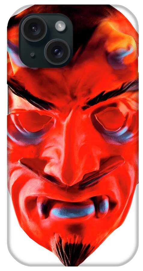 Afraid iPhone Case featuring the drawing Red Devil Mask by CSA Images