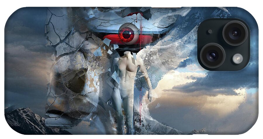 Angel iPhone Case featuring the digital art Red Eye of Despair or Romantic Jealousy Desolation by George Grie