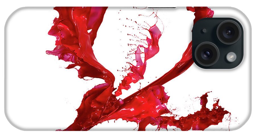 White Background iPhone Case featuring the photograph Red Paint Splash White Background by Biwa Studio