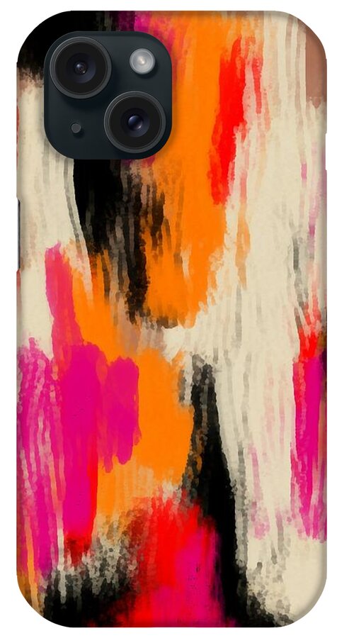 Delynn iPhone Case featuring the digital art Red Pink Black Brown Digital Abstract Painting by Delynn Addams