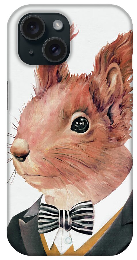Squirrel iPhone Case featuring the painting Red Squirrel by Animal Crew