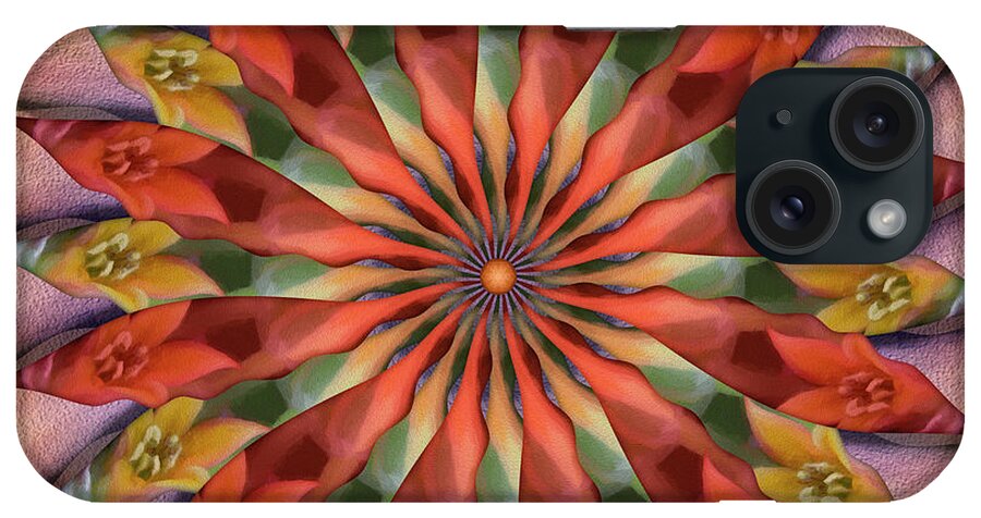 Spin-flower Mandala iPhone Case featuring the digital art Red Velvet Quillineum by Becky Titus