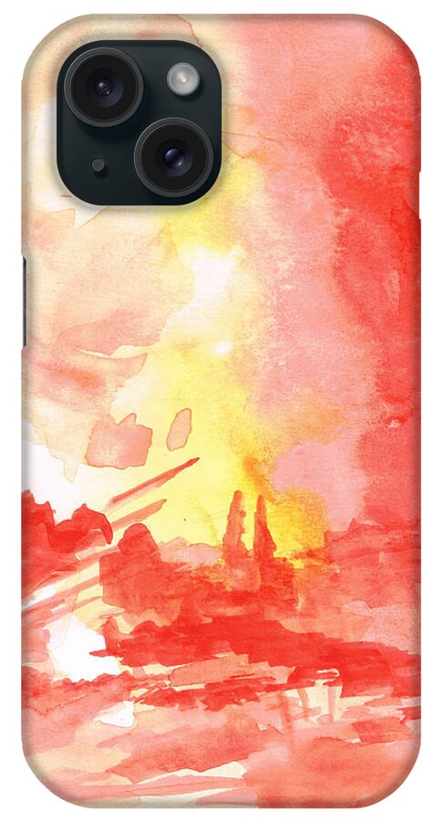 Red iPhone Case featuring the painting Red Village Abstract 1 by Andrew Gillette