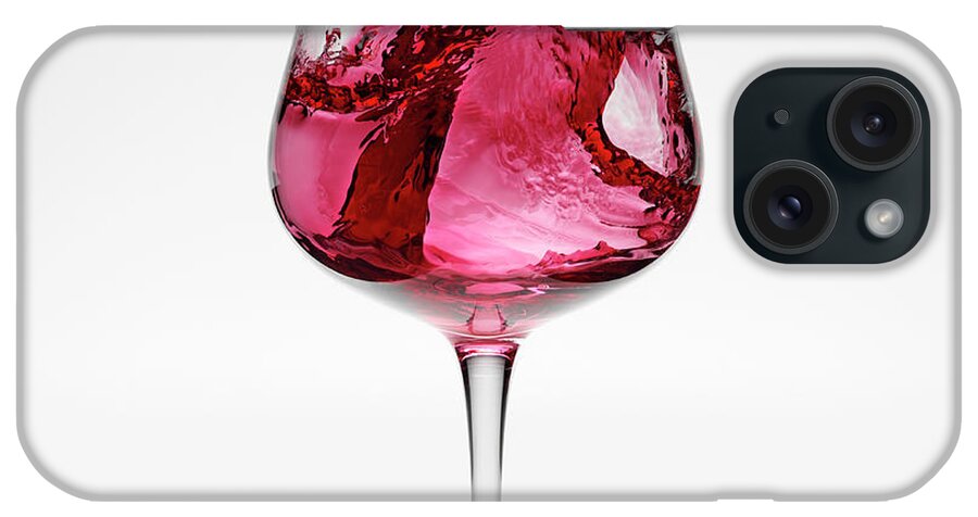 White Background iPhone Case featuring the photograph Red Wine Being Poured Into Wineglass by Don Farrall