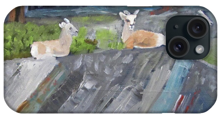 Mountain Sheep iPhone Case featuring the painting Resting by Linda Feinberg