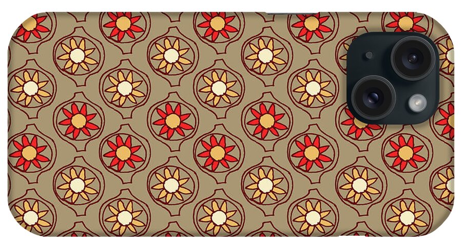 Taupe iPhone Case featuring the painting Retro Sunshine Pattern by Jen Montgomery