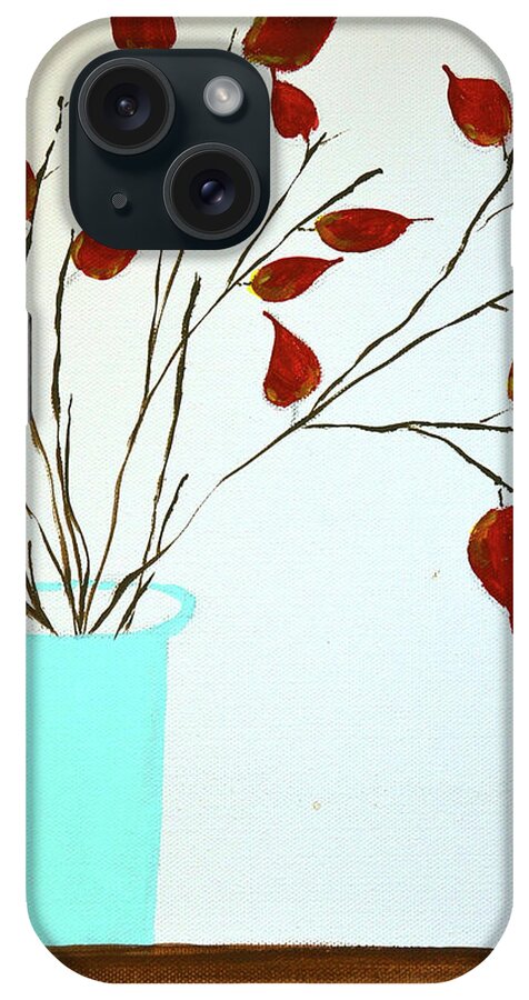 Rich Red Leaves iPhone Case featuring the painting Rich Red Leaves by Carol Grace Anderson