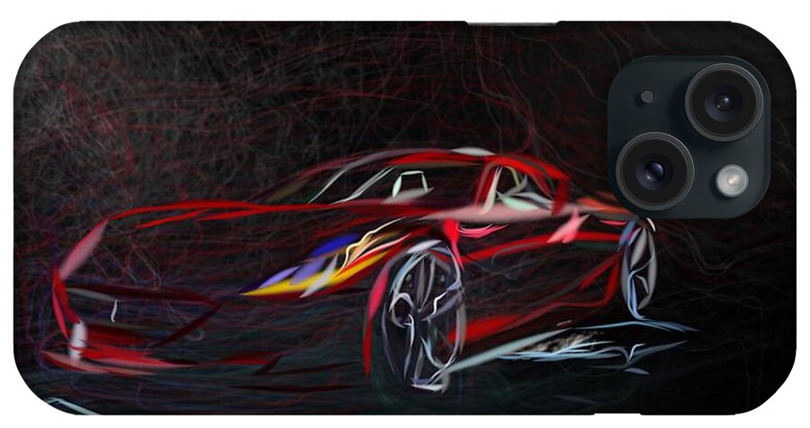 Rimac_one iPhone Case featuring the digital art Rimac_One Draw by CarsToon Concept