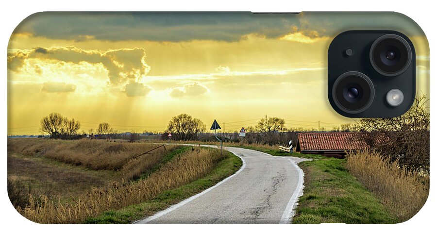 Italy iPhone Case featuring the photograph Road Running Under Sunset by Vivida Photo PC