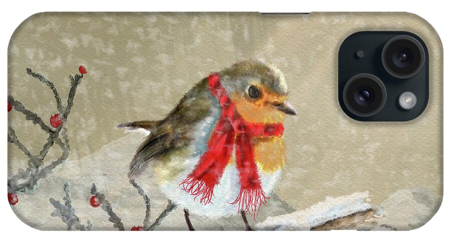 Robin iPhone Case featuring the painting Robin by Clare Davis London