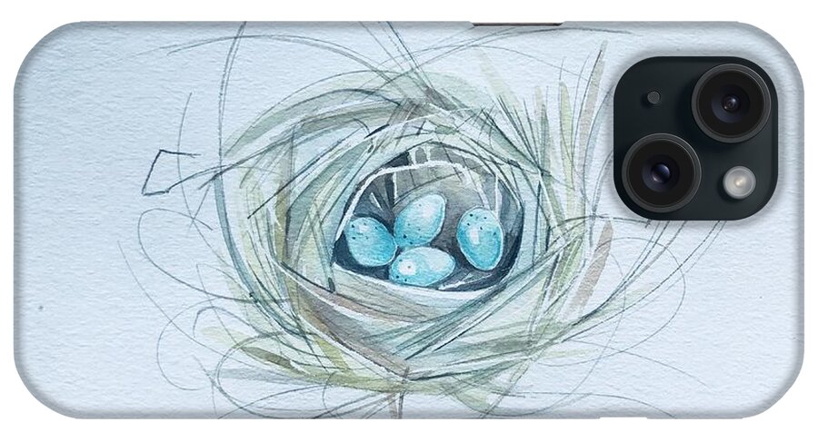 Robin iPhone Case featuring the painting Robins nest by Luisa Millicent