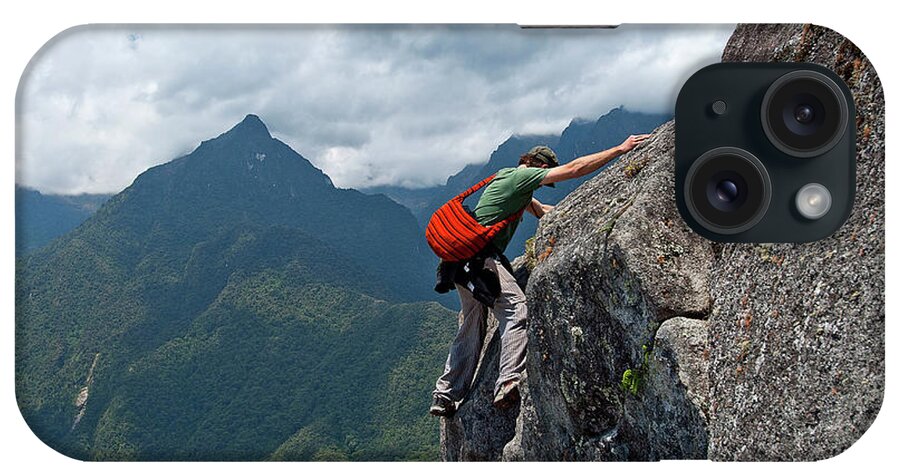 Estock iPhone Case featuring the digital art Rock Climbing, Machu Picchu, Peru by David Uribe