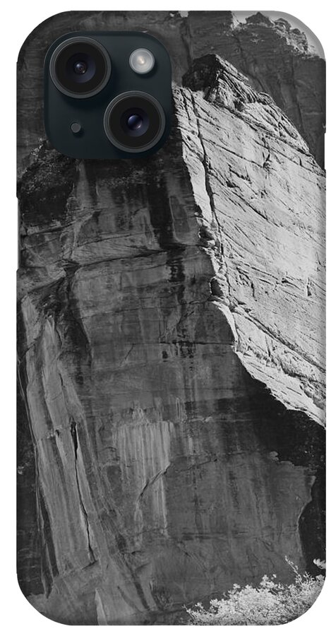 Rock iPhone Case featuring the painting Rock formation from below In Zion National Park Utah. (Vertical orientation) 1933 - 1942 by Ansel Adams