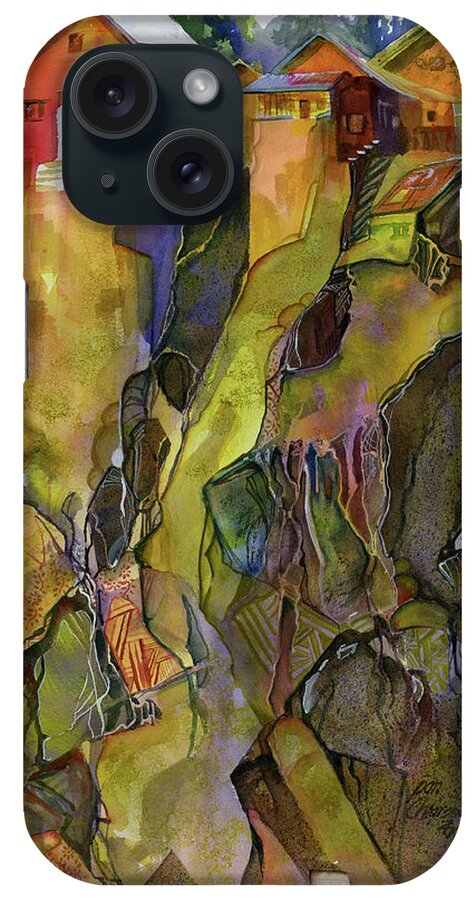 Semi Abstract iPhone Case featuring the painting Rock Solid by Joan Chlarson