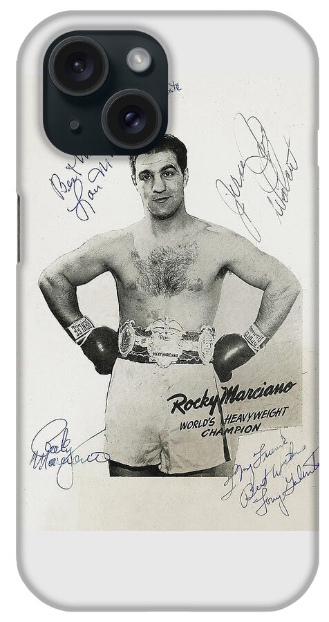Rocky Marciano iPhone Case featuring the photograph Rocky Marciano, Tony Galento and Jersey Joe Walcott - Autographs by Doc Braham