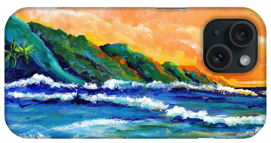 Kauai iPhone Case featuring the painting Romantic Kauai Sunset by Marionette Taboniar
