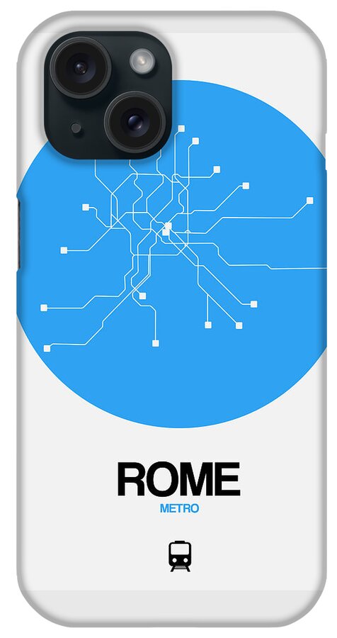 Rome iPhone Case featuring the digital art Rome Blue Subway Map by Naxart Studio
