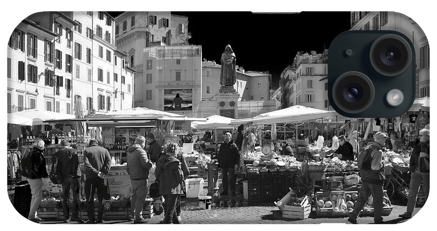 Black And White iPhone Case featuring the photograph Rome - Campo De Fiori by Stefano Senise