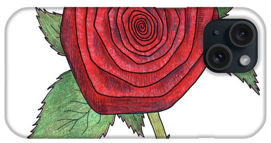 Red iPhone Case featuring the painting Rose 4 by Faisal Khouja