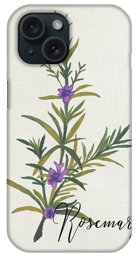 Rosemary iPhone Case featuring the mixed media Rosemary Herb by Elizabeth Medley