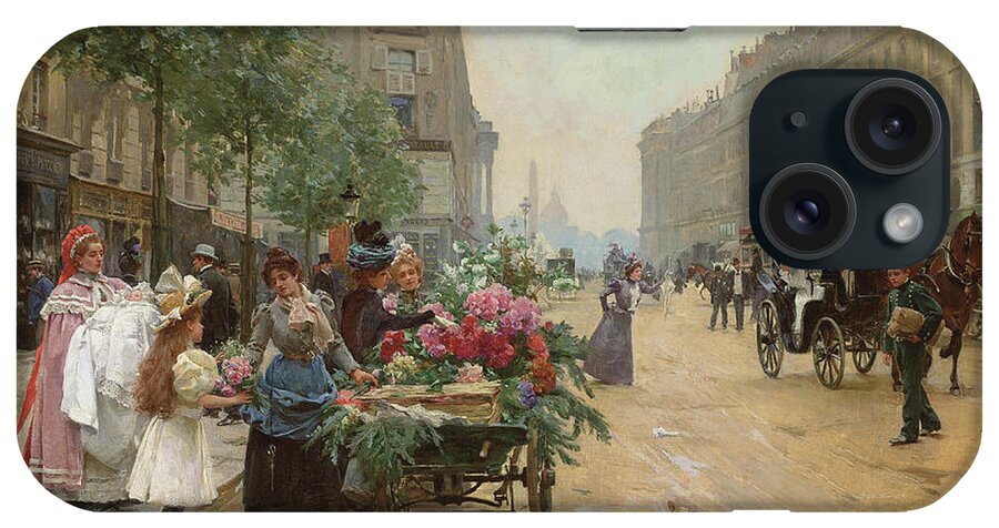 Florist iPhone Case featuring the painting Rue Royale, Paris, 1898 by Louis de Schryver