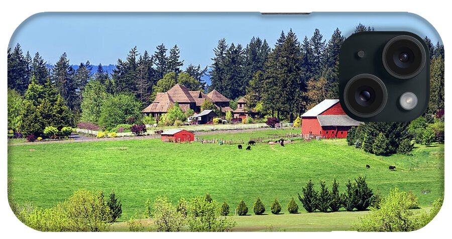 Rural Home iPhone Case featuring the photograph Rural home barn pasture cattle Wilsonville Oregon by Robert C Paulson Jr