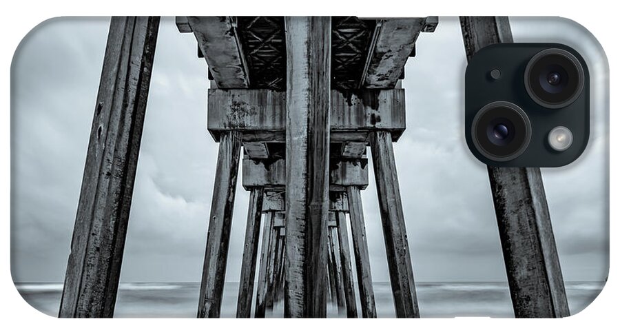 America iPhone Case featuring the photograph Russell Fields Pier - Panama City Beach in Monochrome by Gregory Ballos