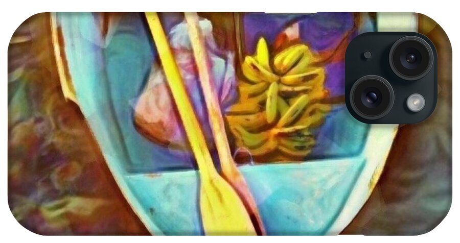 Sharkcrossing iPhone Case featuring the painting S Rowboat with Banana Bunch - Square by Lyn Voytershark