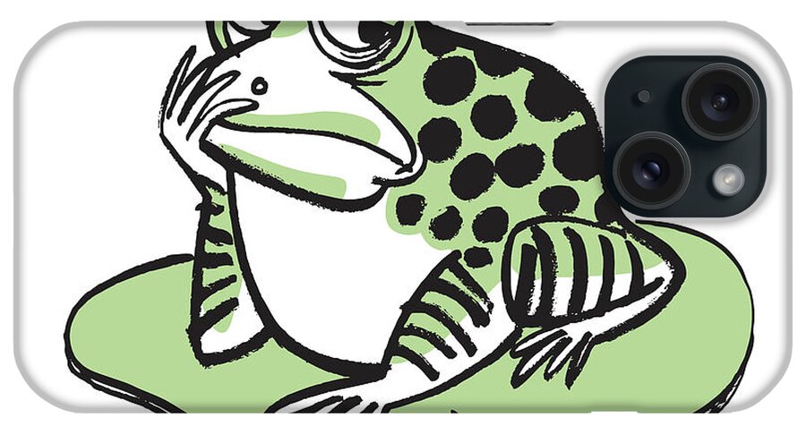 Agony iPhone Case featuring the drawing Sad Frog by CSA Images