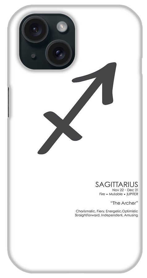 Sagittarius iPhone Case featuring the mixed media Sagittarius Print - Zodiac Signs Print - Zodiac Posters - Sagittarius Poster - Black and White by Studio Grafiikka