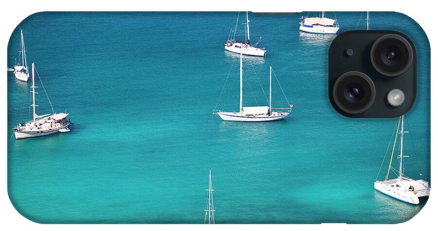 Water's Edge iPhone Case featuring the photograph Sailboats In Turquiose Waters by Michaelutech