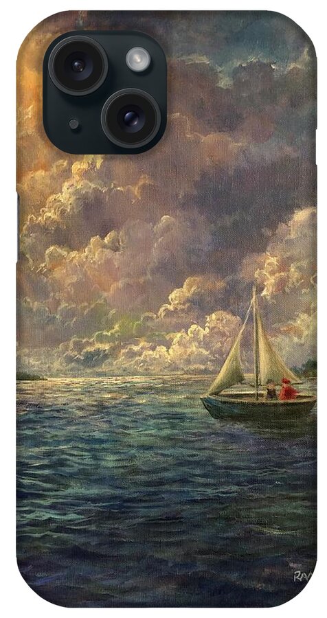 Sailing iPhone Case featuring the painting Sailing The Divine Light by Rand Burns