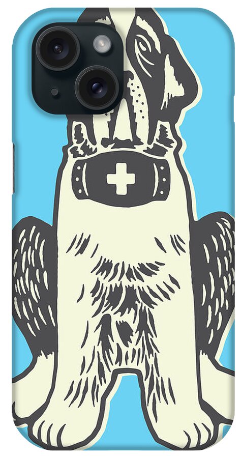 Animal iPhone Case featuring the drawing Saint Bernard Dog by CSA Images