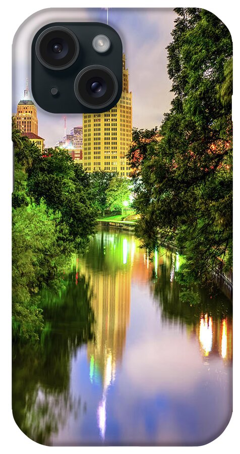 America iPhone Case featuring the photograph San Antonio Texas Skyline Along the River by Gregory Ballos