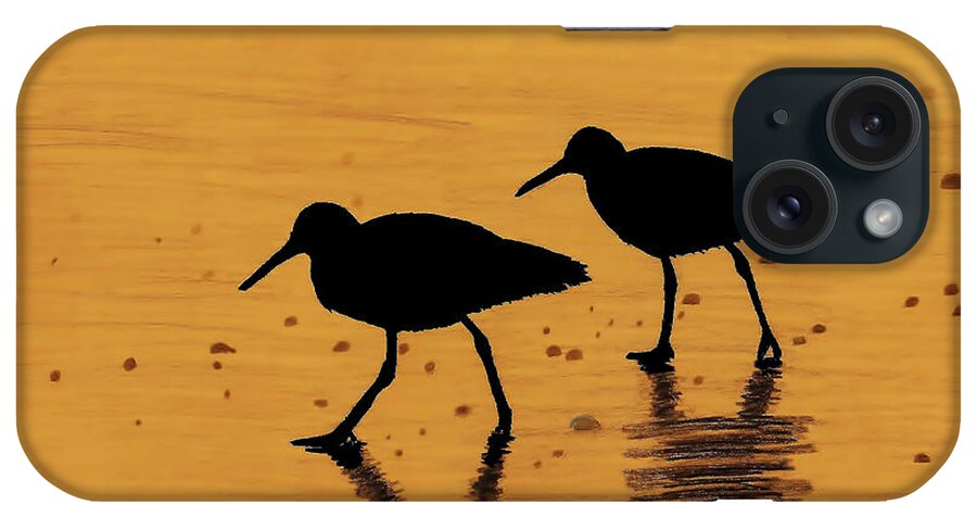 Sunrise iPhone Case featuring the drawing Sandpipers - At - Sunrise by D Hackett